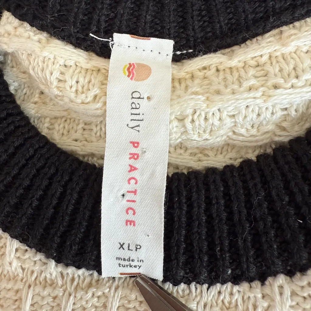 Daily Practice Anthropologie Sweater Midi Dress Womens XL Petite Ivory Black Size undefined - Image 3