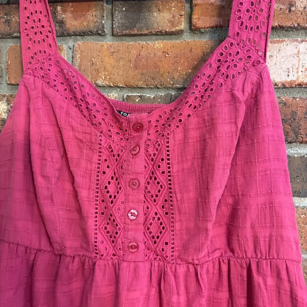 Torrid womens babydoll cotton eyelet button front top pink 2X - Image 2