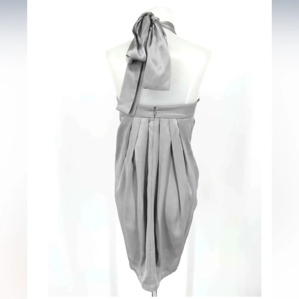 MARA HOFFMAN M Women's Silver Halter Silk Date Night Dress *TINY FLAW* - Image 3