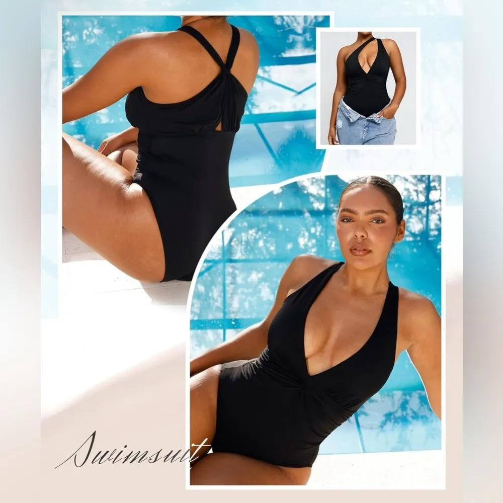 SHAPELLX Tummy Control Swimsuit Women Ruched V Neck One Piece Black 3XL NWT Size undefined - Image 11