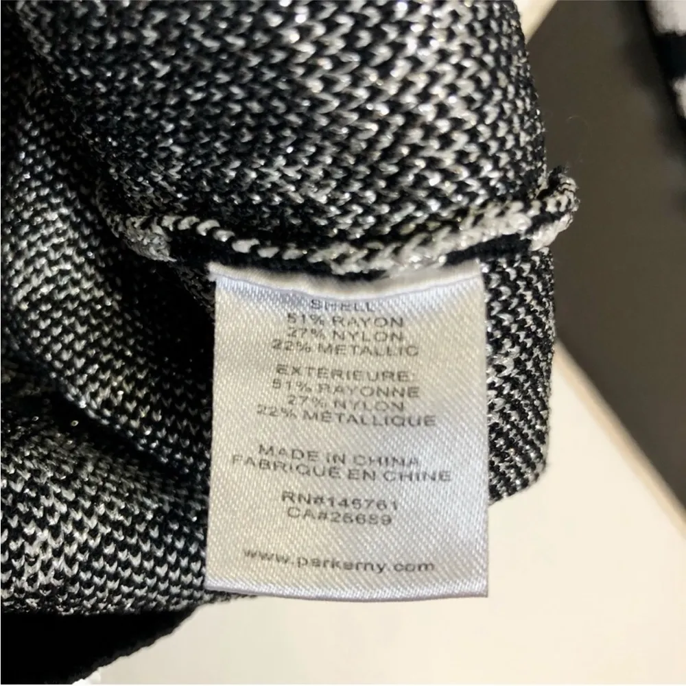 Beven Metallic Knit Stars Crewneck Sweater Black & Silver Knit Pullover M - Image 9