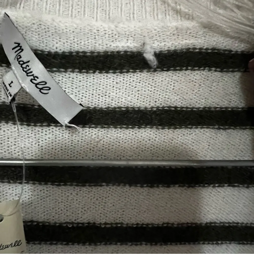 NWT Madewell Elthorne‎ Faux Wrap Green Striped Wool Alpaca Blend Sweater - Image 7