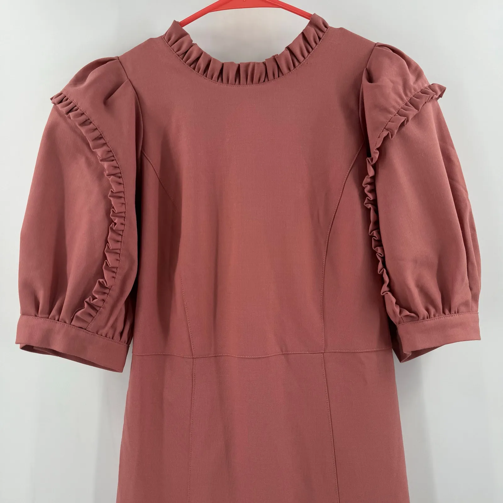 Sea New York Hayes Dress Size 4 Empire Midi Rose Pink Wool Blend Designer Luxury - Image 11