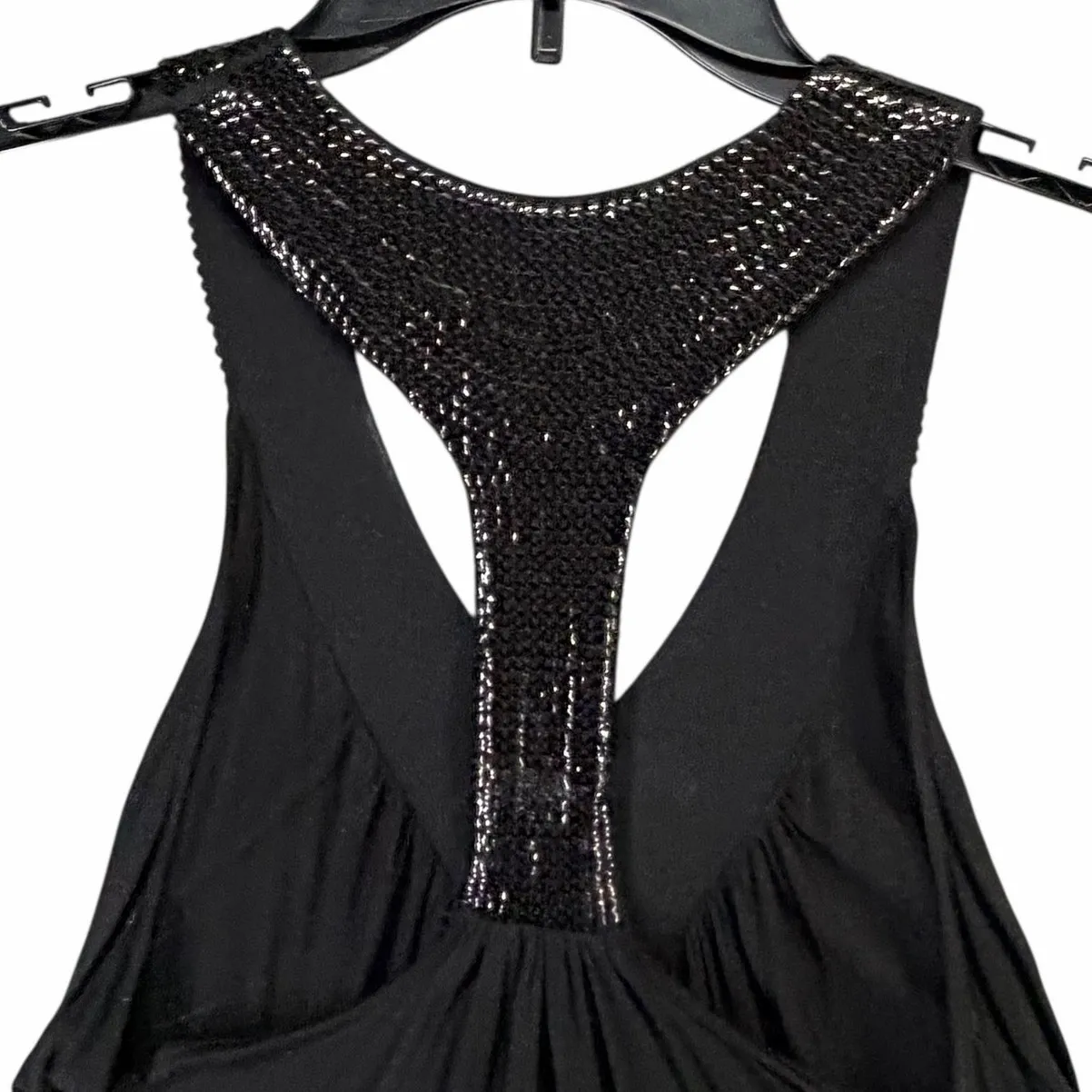 Romeo & Juliet Couture Top Womens M Black Embellished Racerback Flowy Boho Glam - Image 6