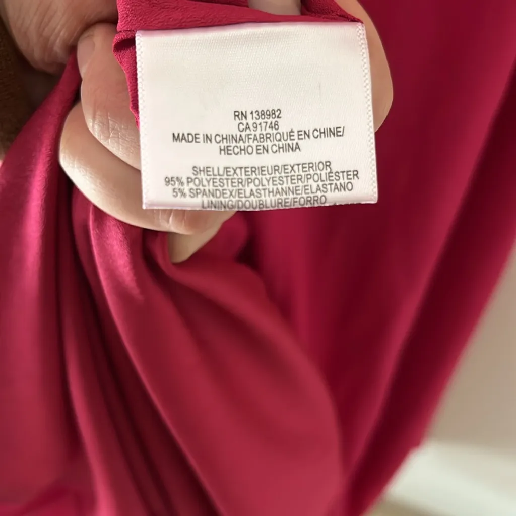 DRESS THE POPULATION Iris Slit Crepe Gown, Bright Fuchsia, Size XXL - Image 12