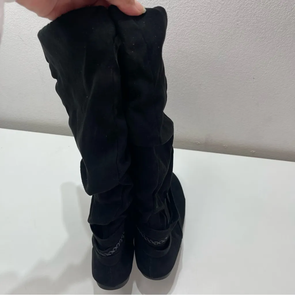 So  Slouchy Midcalf Boots Women 7.5 M Black Faux Suede Slouchy Midcalf Boots Zip - Image 5