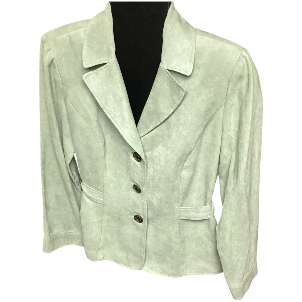 Studio I Studio 1 Sage Green Button Up Jacket With Belt Size 8 - Image 7
