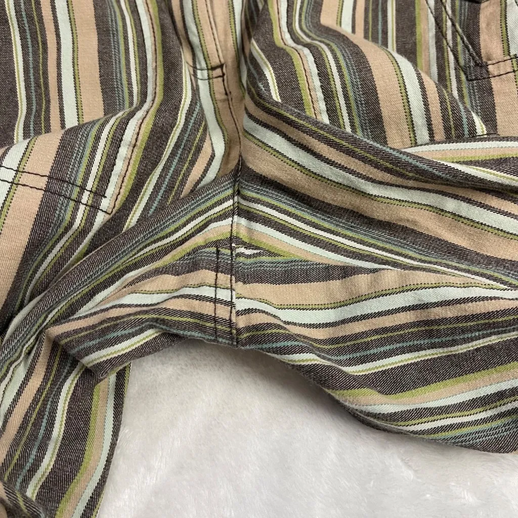 Ann Taylor LOFT Striped‎ Cropped Pants Women's 2 PETITE Pockets Neutral Cotton - Image 7