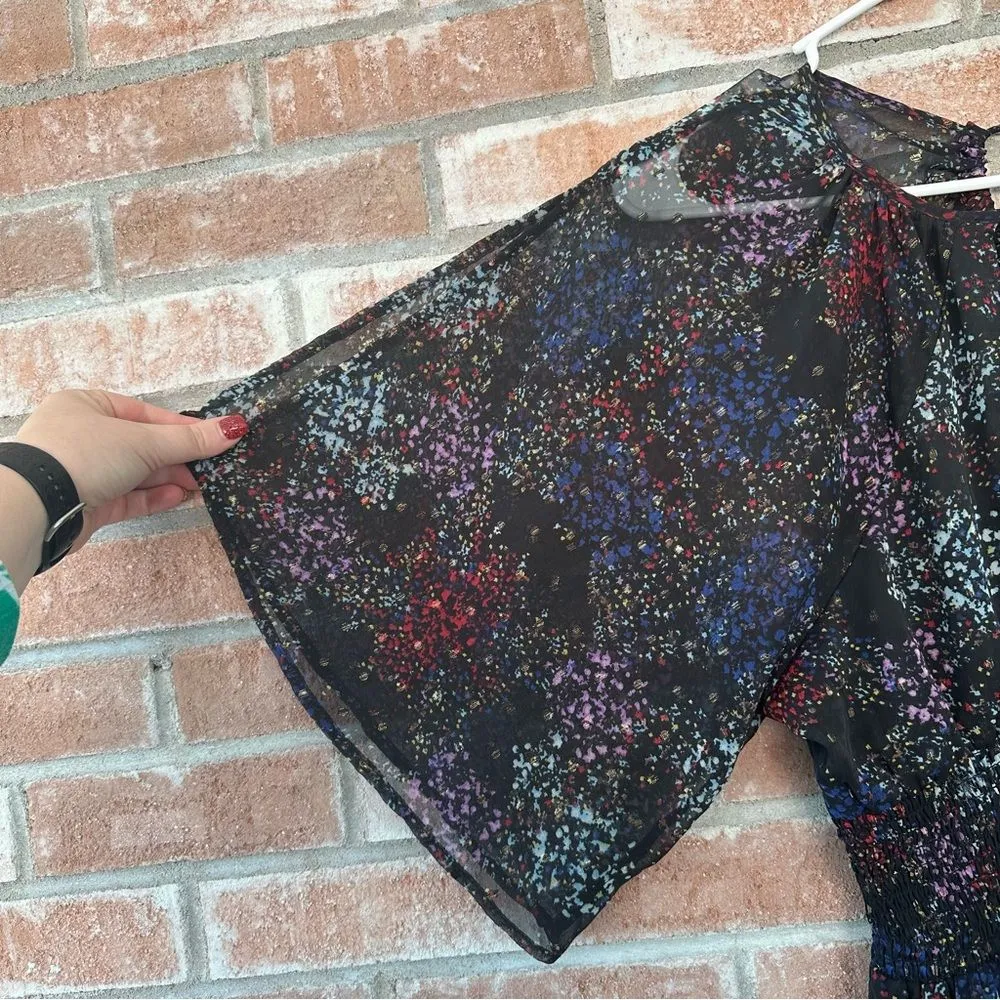 Free People Anna Metallic Smocked Cutout Open Back Mini Dress Women’s XS Flowy - Image 13