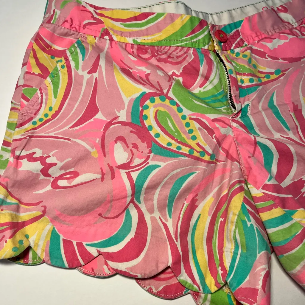 Lilly Pulitzer Buttercup Shorts in "Multi All Nighter" Flamingo Scalloped Hem - Image 2