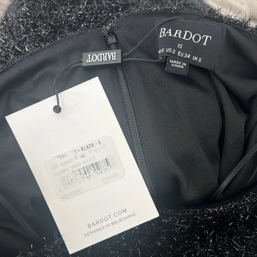 BARDOT Lurex Mini Skirt in Black, Size XS New w/Tag - Image 8