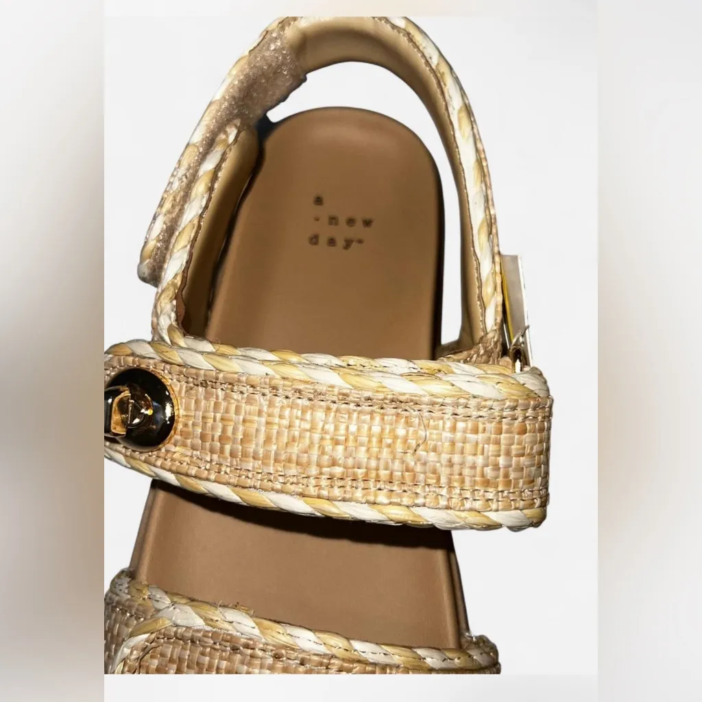 A New Day Tan Raffia Woven Sporty Platform Sandals - Women's Size 6 - NWT - Image 4