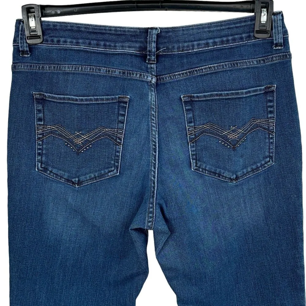 Lee Womens SZ 14S SHORT Straight Leg Jeans Mid-Rise Pockets Zip-Fly Stretch Blue - Image 5