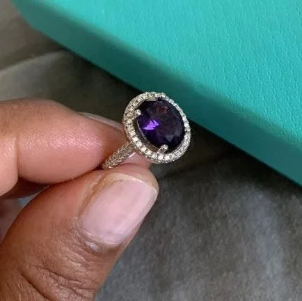 Australian Crystal Oval Stone Ring... Purple - Image 3