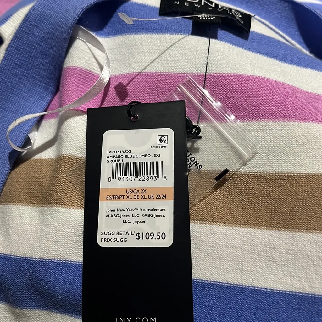 NWT JONES NEW YORK Women's Jersey Stripe Long Cardigan Sweater - Image 6