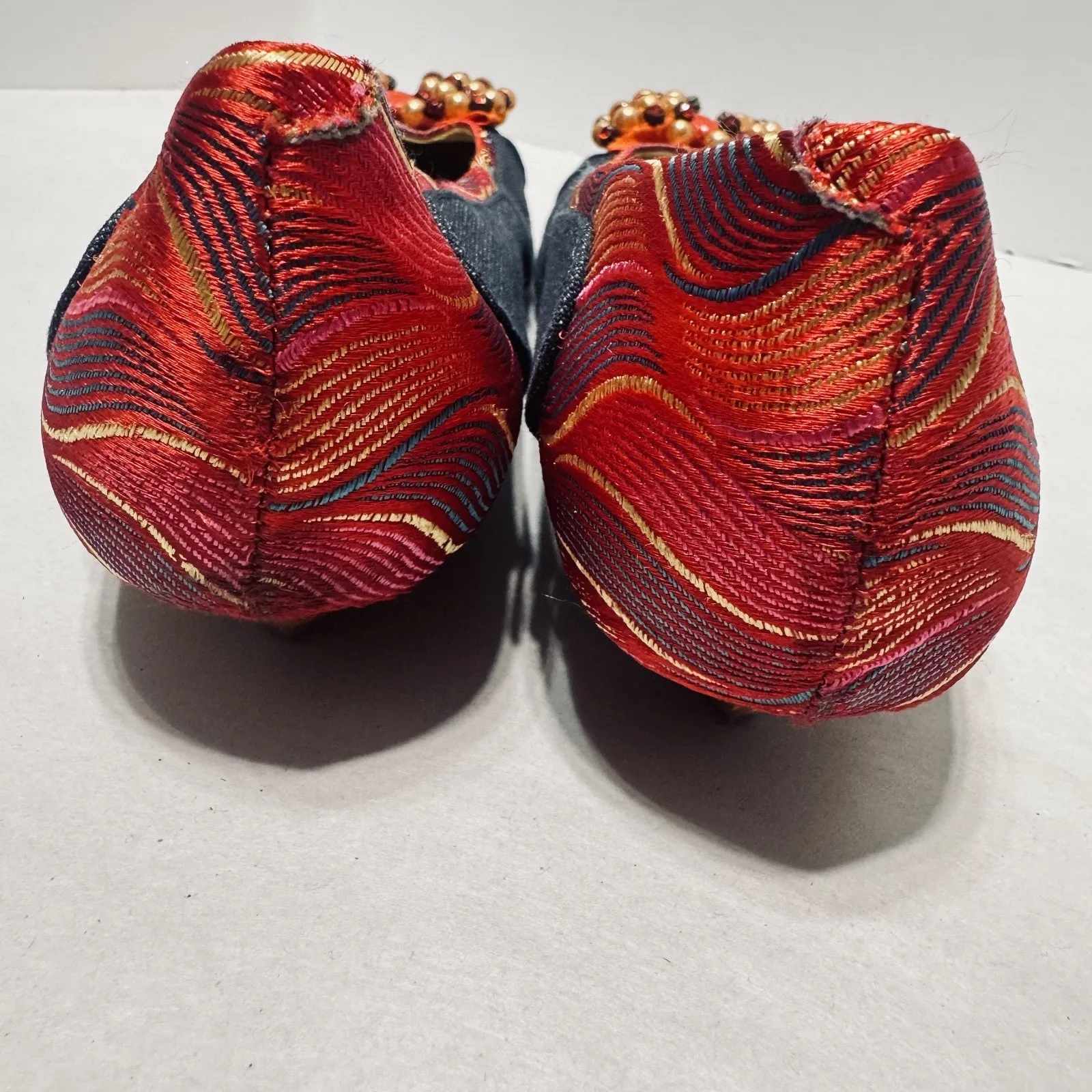 Poetic License London Please Me Ballet Flats Denim Beaded Kitten Heels 6.5/37 Blue - Image 7