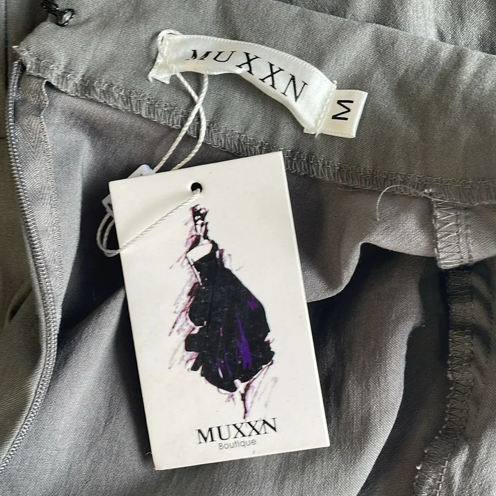 MUXXN Grey 1950s Vintage 3/4 Sleeve Elegant Collar Belted Dress Gray Size M - Image 8