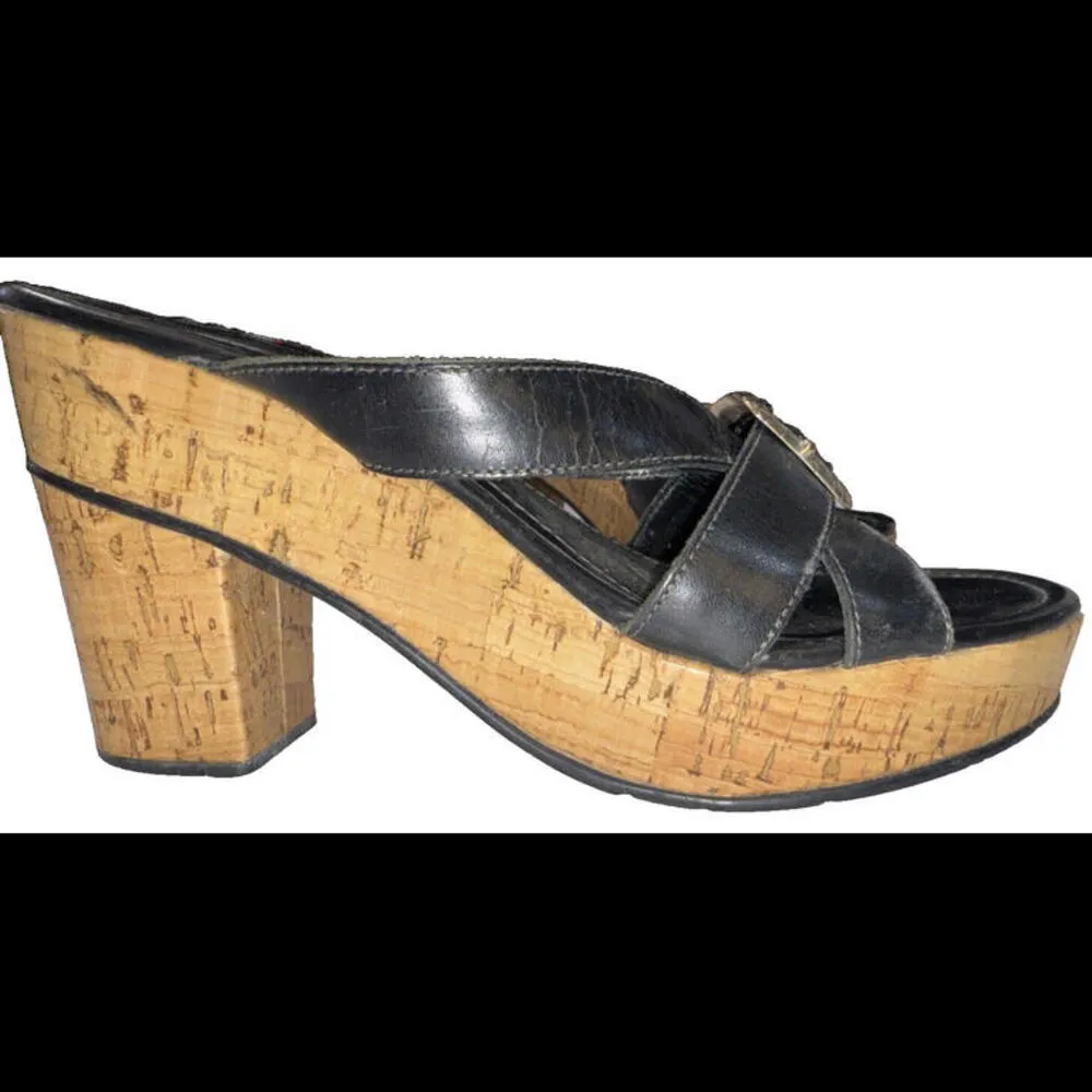 Brighton Vintage Y2K 90’s Millennial Wood Buckle Sandal Wedge Clogs 7.5N - Image 14