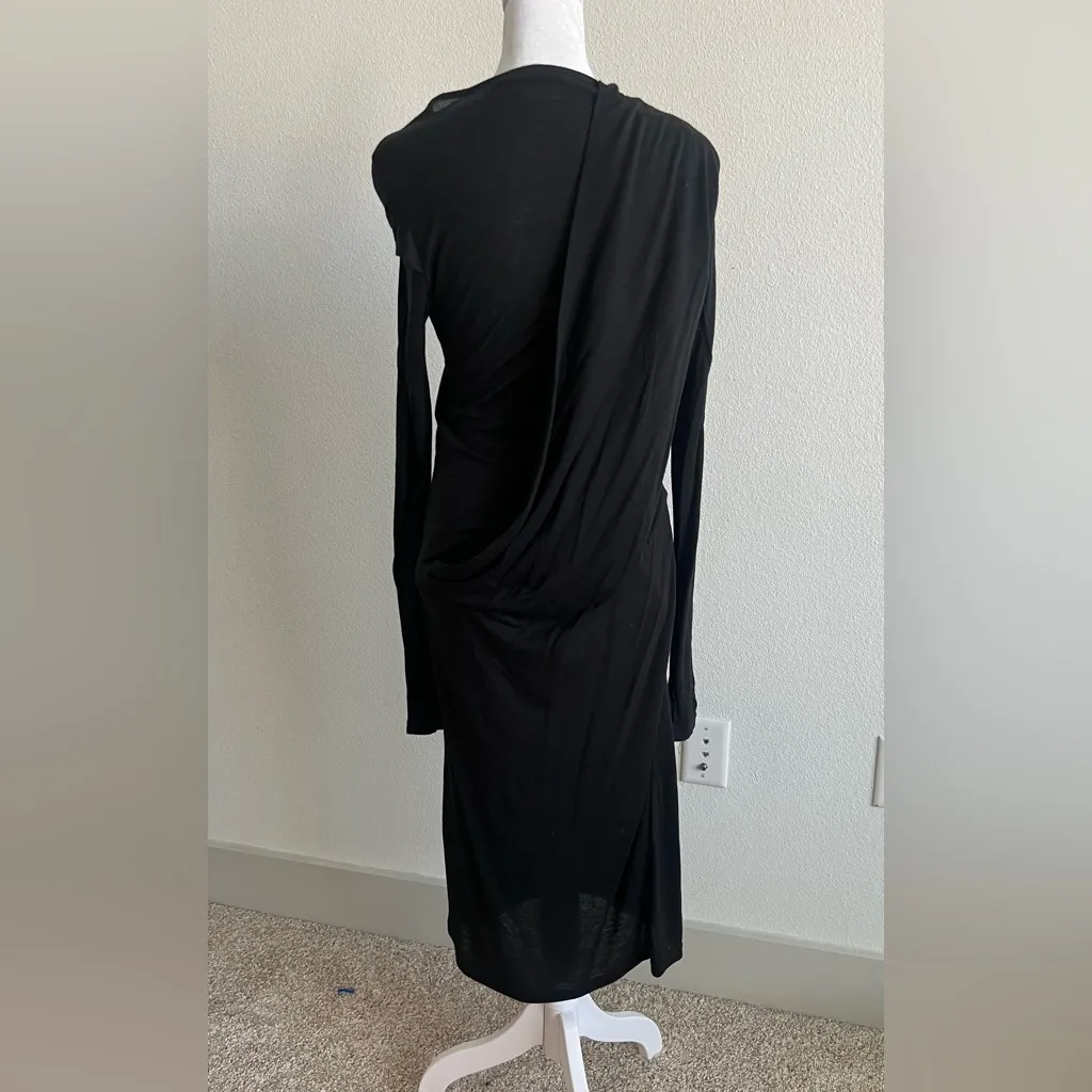 Ann Demeulemeester Black Wool blend Long Sleeve Dress Size 34 - Image 9