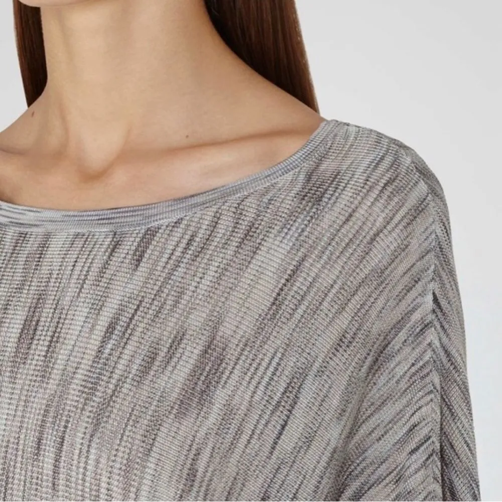 Reiss Sabra Grey Knitted Blouson Dress NWT Size 4 Boat Neck Batwing Sleeve - Image 3