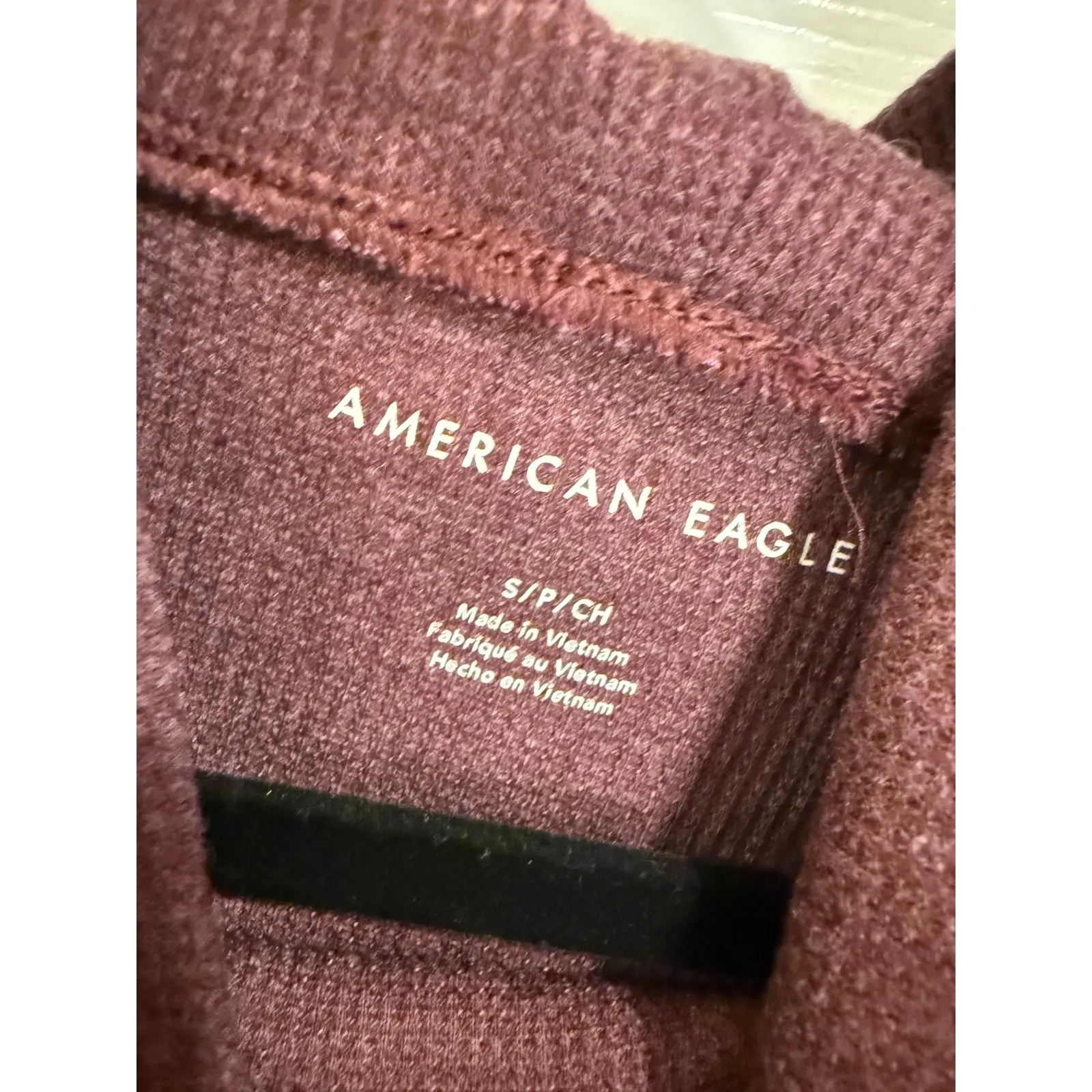 American Eagle Waffle Knit Funnel Neck Pullover Hi-Low‎ Hem Top Size Small - Image 3