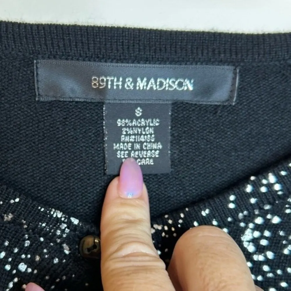 NEW Black and Silver Sparkly Cárdigan size Small - Image 10