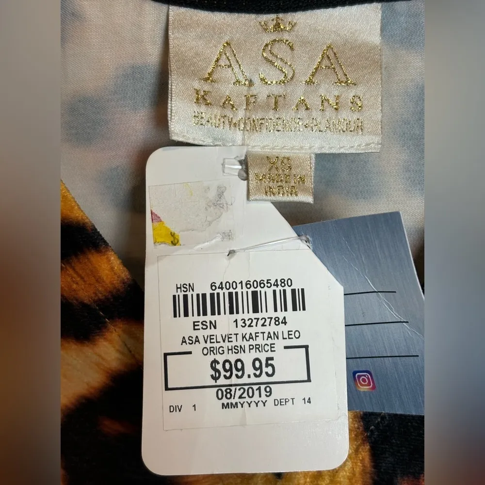 ASA KAFTANS Animal Print Velvet Kaftan Size S NWT Gold - Image 6