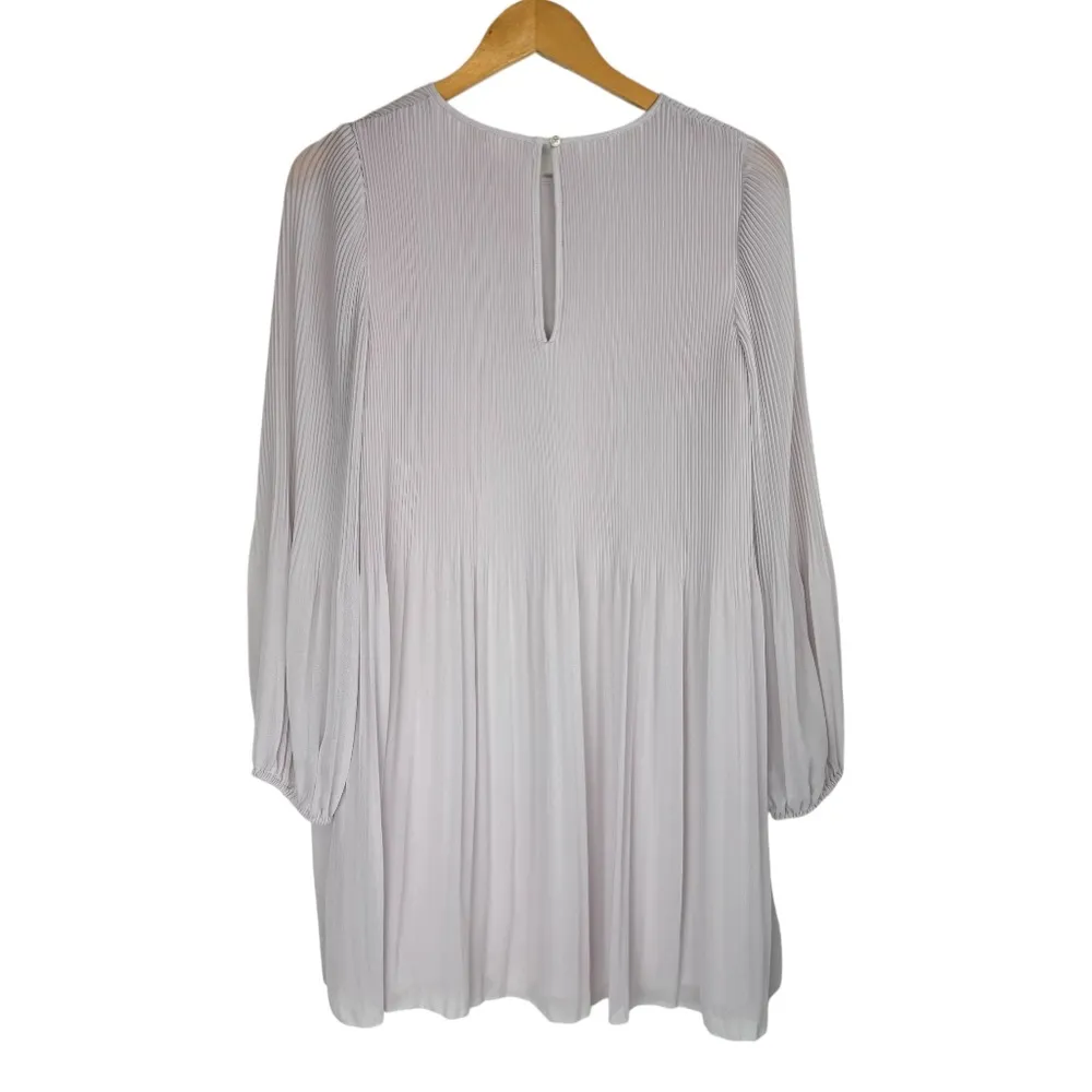 Aritzia Wilfred Daydreamer Mini Dress Sz Small Cloudy Lilac Pleated Long Sleeves - Image 3