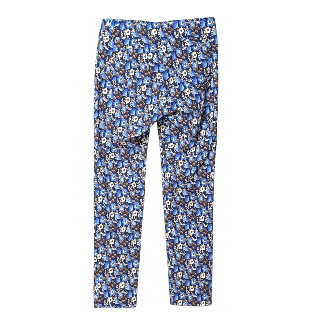 J McLaughlin Maisie Pull On Pants Size 8 Blue Floral Stretch Straight Leg - Image 3