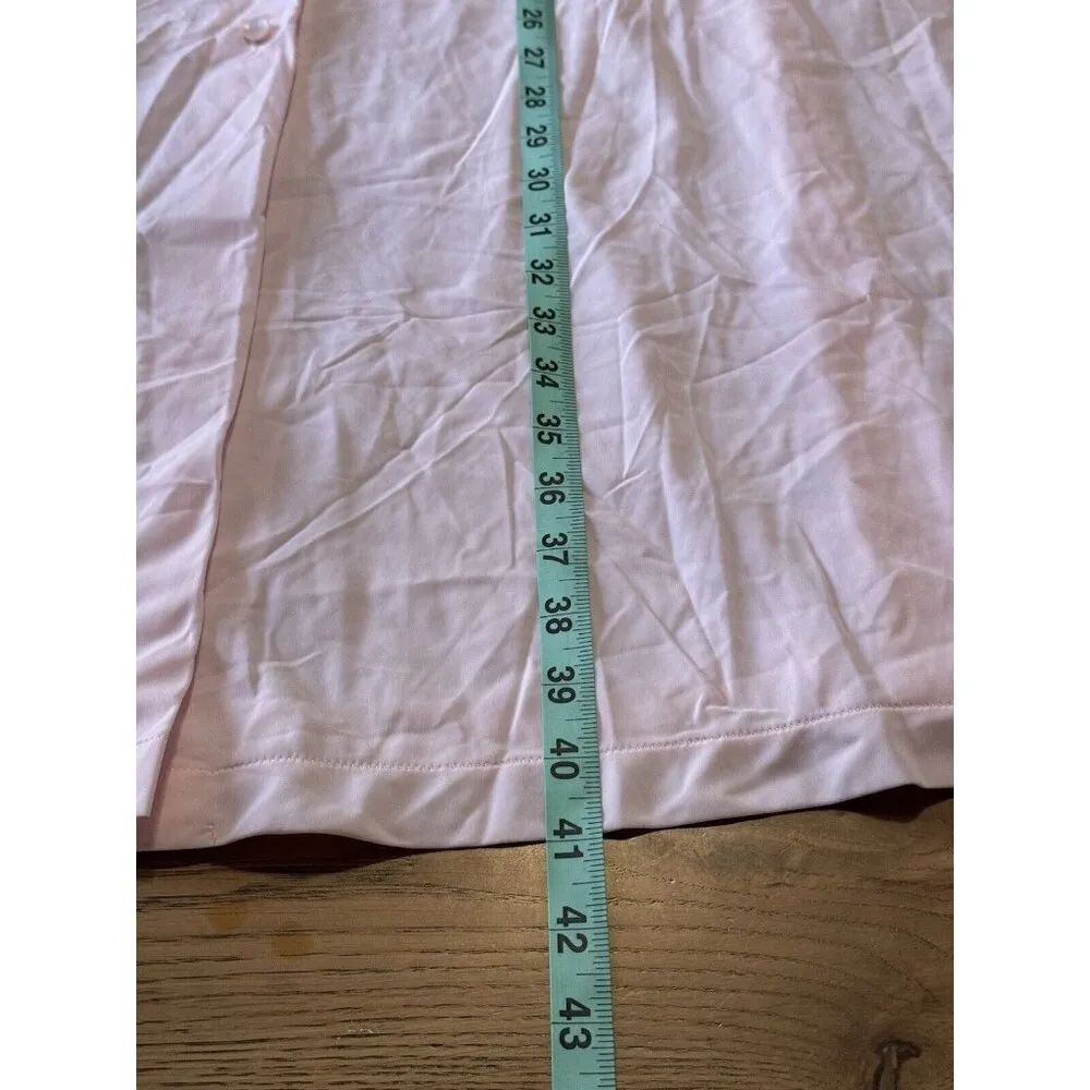 Shadowline Embroidered Rose Night Gown Medium Pink Midi Buttons Soft Cottagecore - Image 8