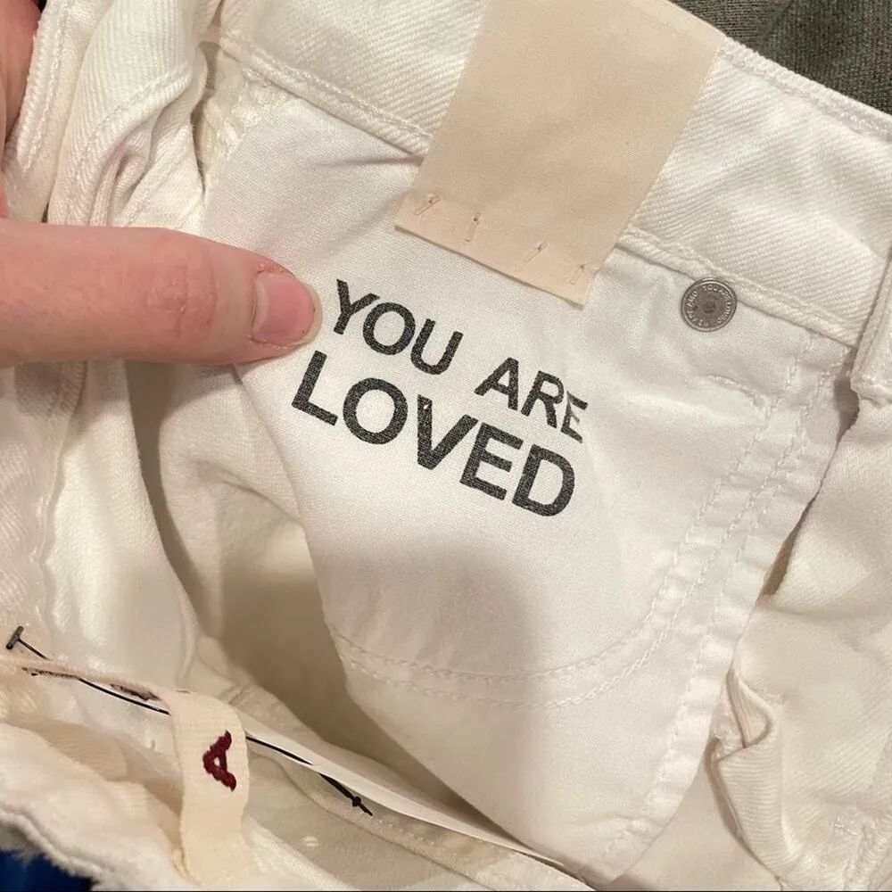 AMO White Twist Sea Salt Raw Hem Distressed Slim Fit Jeans Mid Rise Womens 23 - Image 5