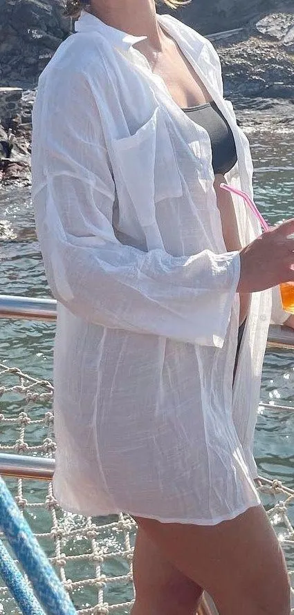 White Long Sleeve Button Up Shirt - Image 2