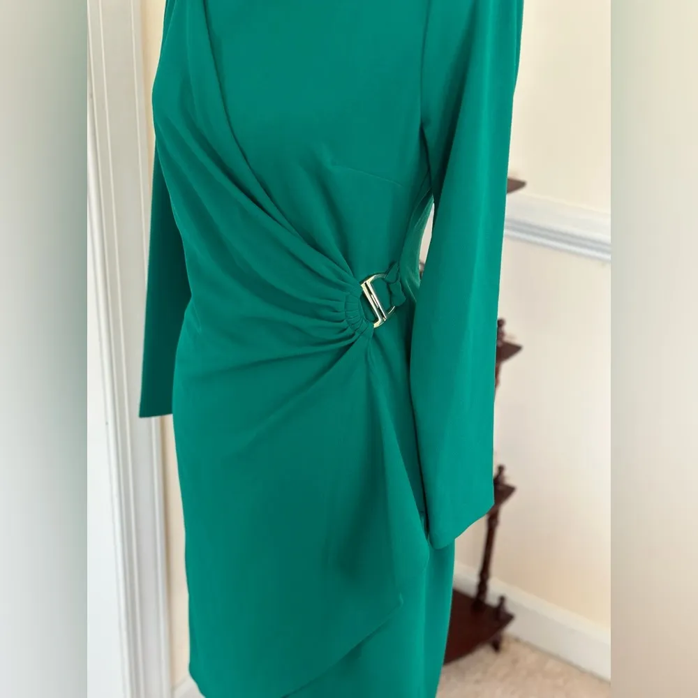 Long Sleeve Drape Dress w/ Metal Plate - Image 6