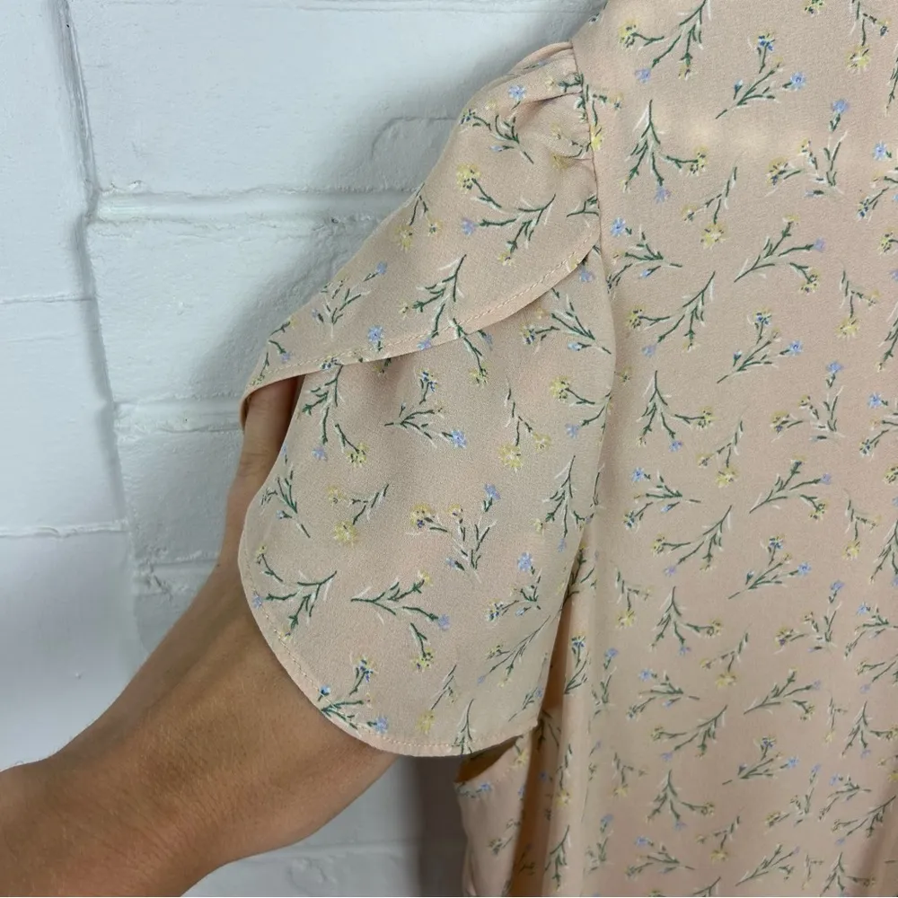 Adrianna Papell Lightweight Sheer Floral Short Sleeve Blouse Top Size XL - Image 4