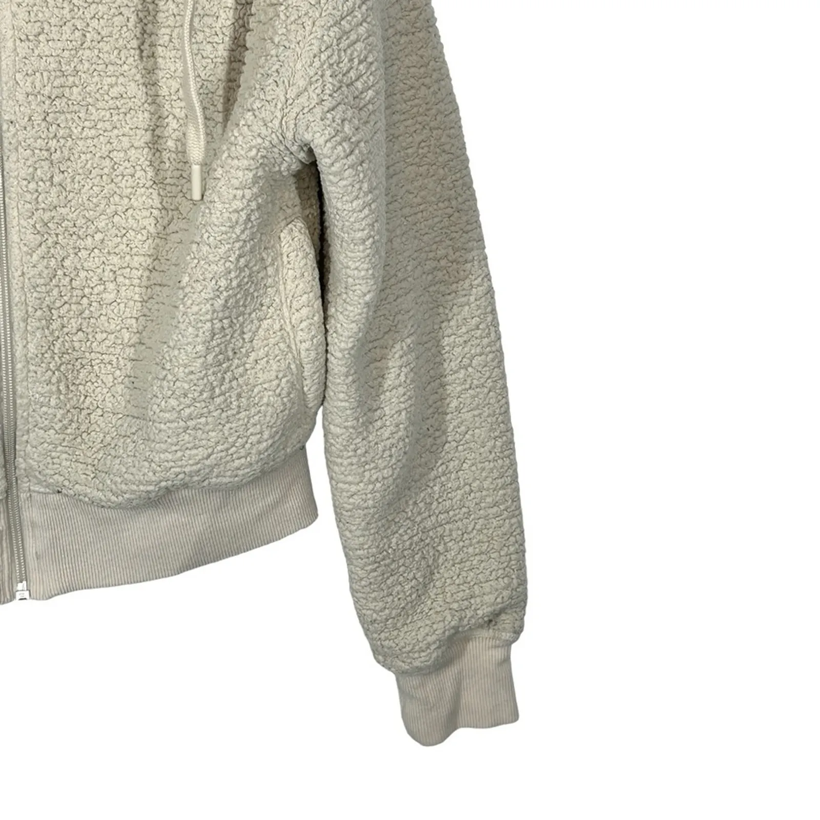 Aerie Offline Oatmeal Cream Sherpa Hoodie Jacket – Size Small Cozy Teddy - Image 6