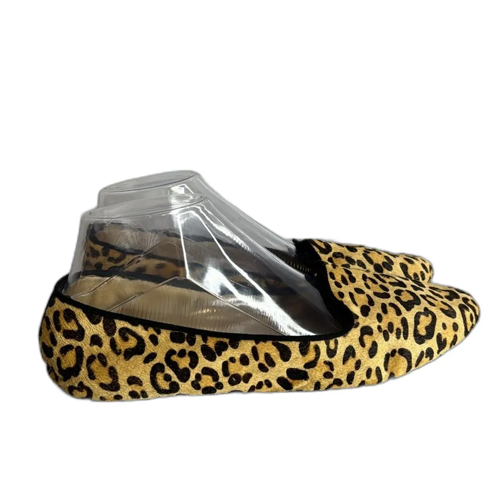 Birdies Starling Faux Fur Lined Flat in Cheetah Print Calf Hair size 9.5 Black - Image 7