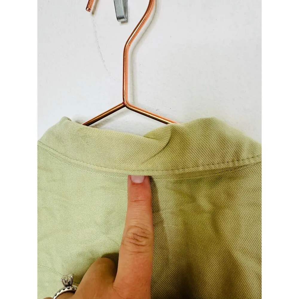 MARISSA WEBB Light Green Linen Blend Front Button Tie Waist Midi Dress Size XS - Image 12