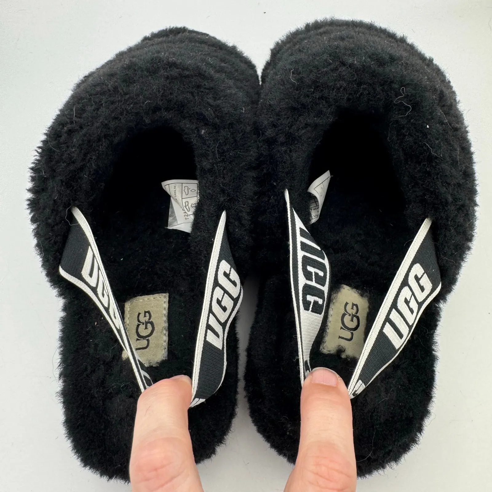 UGG Fluff Yeah Slide Black Sheepskin Slippers Women’s 9 Fuzzy Platform Sandals - Image 7