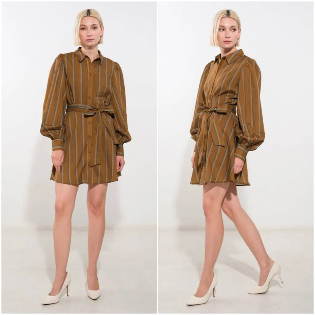 NWT Flying Tomato Freemarket Give It A Go Woven Striped Mini Shirt Dress Small - Image 3