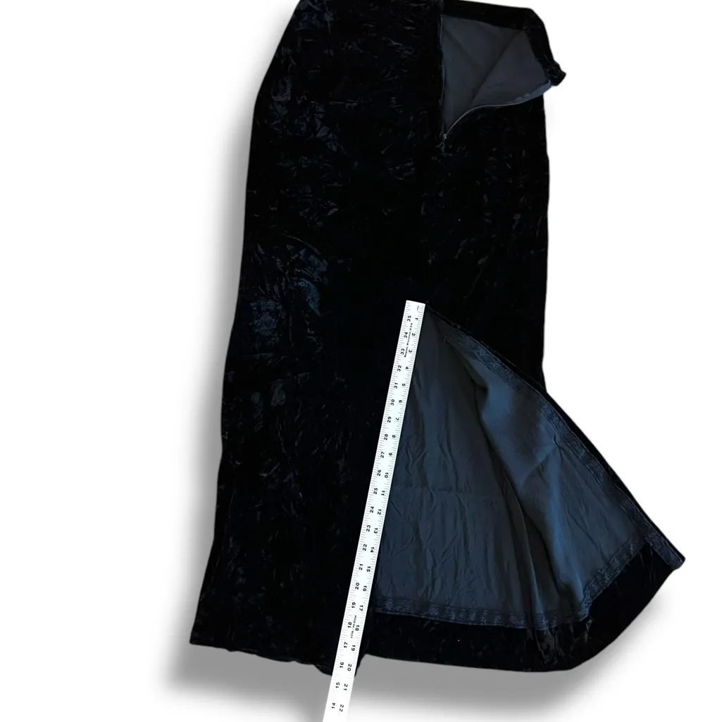VTG  Velour Maxi Skirt Black High Waisted Maxi Pencil Women's Formal Grunge 90s - Image 7
