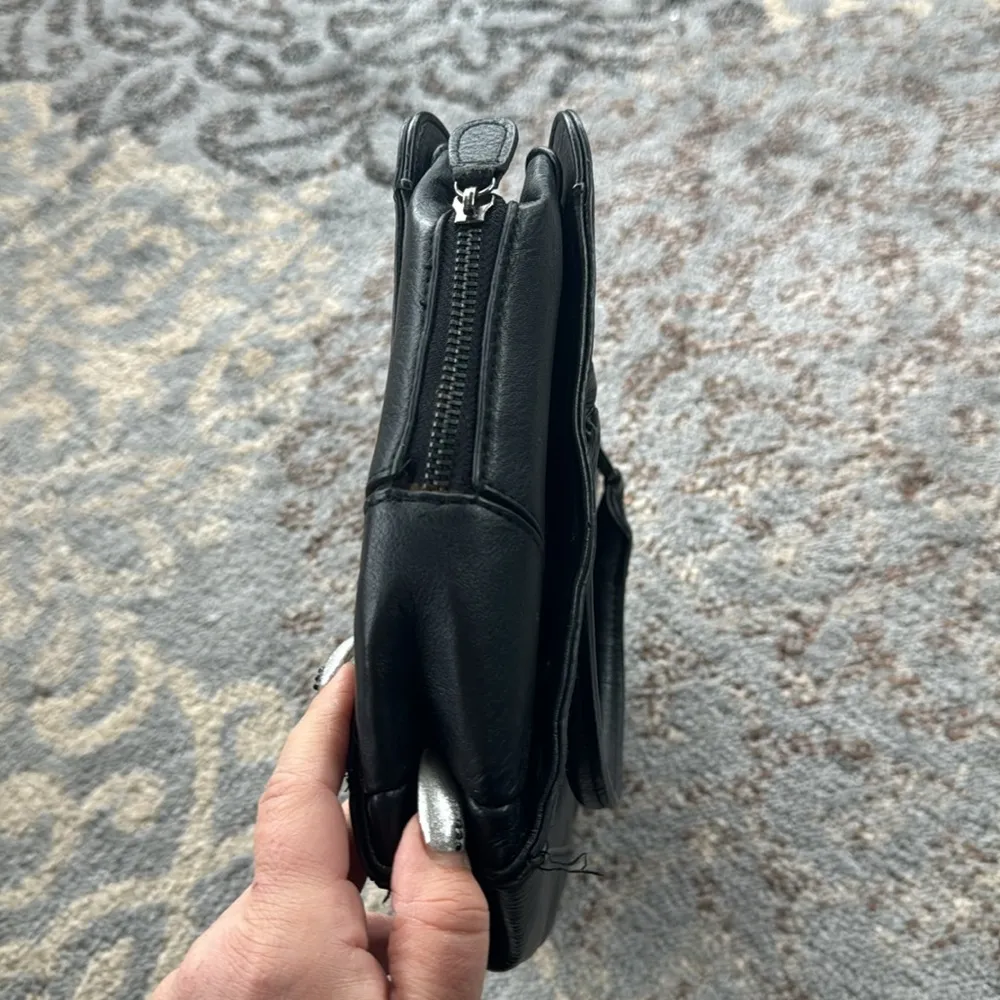 Nicole Miller Leather Snake Skin Multi-compartment Handbag Black - Image 5