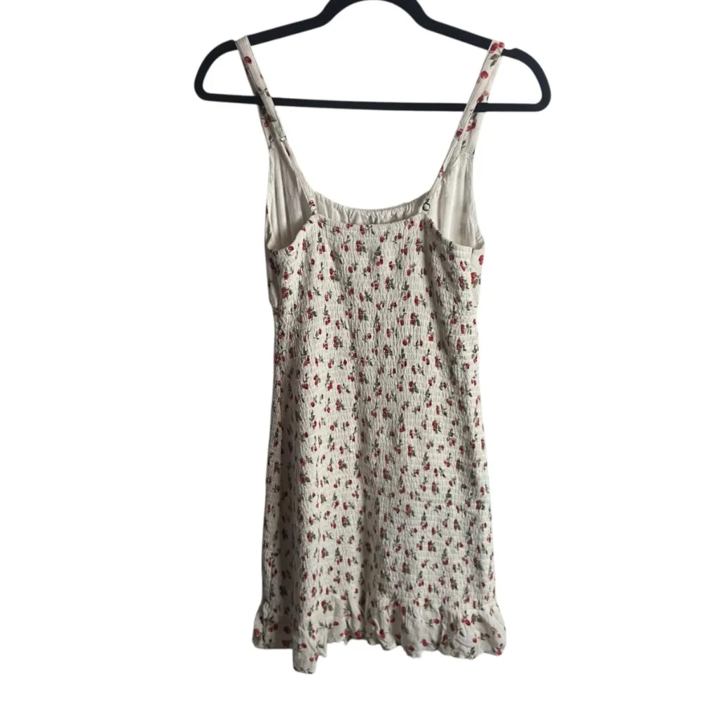 Abercrombie & Fitch Women's Size M Smocked Cherry Print Mini Dress Short White - Image 5
