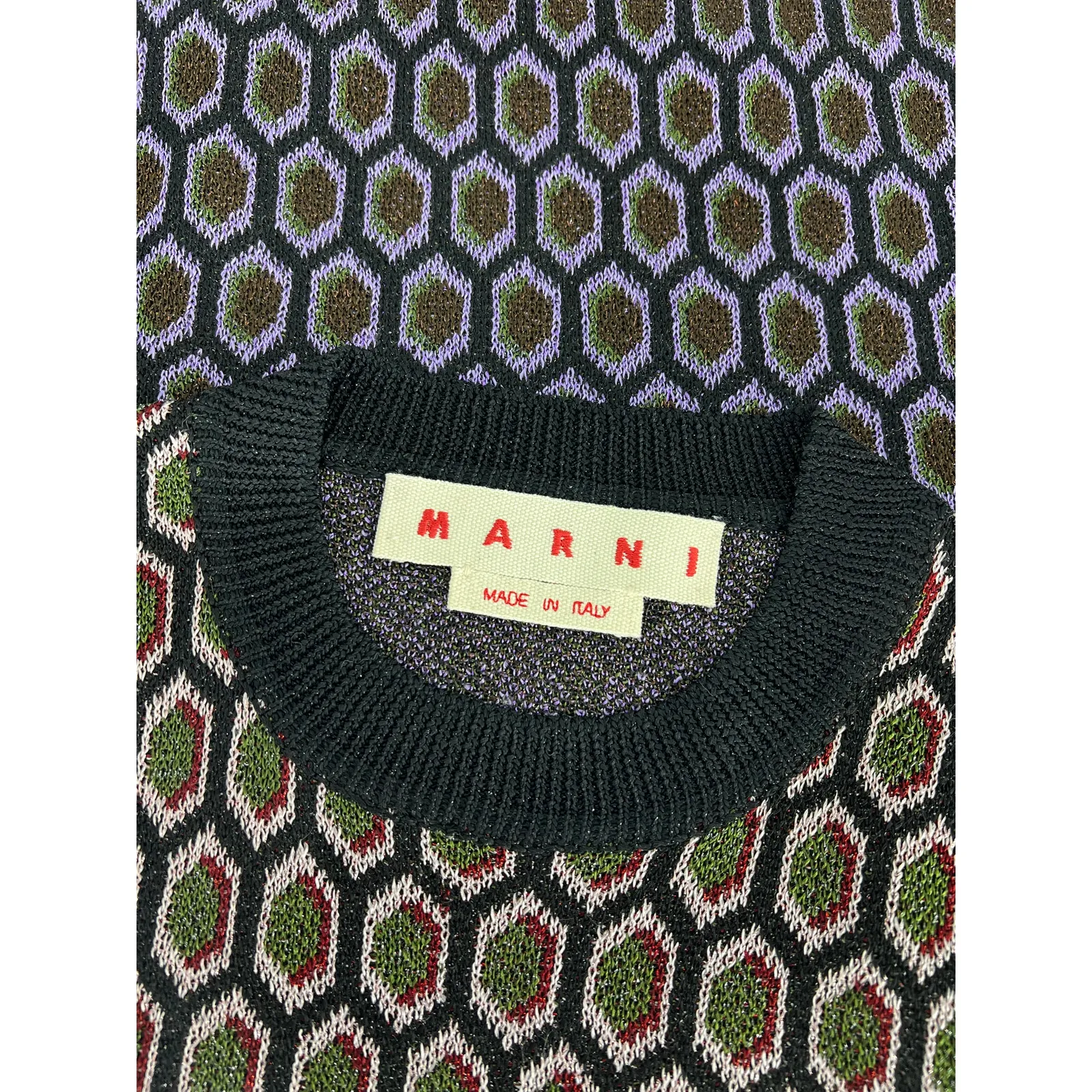 Marni Colorblock Metallic Printed Sweater Black Size XS - Image 9