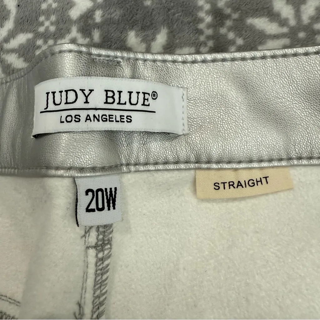 NWOT Judy Blue Straight Faux Leather‎ Pants In Silver JB88899 Size 20W - Image 6