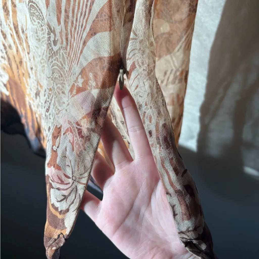 Ice Y2K Sheer Lightweight Flowy Sleeve Top Tan - Image 5