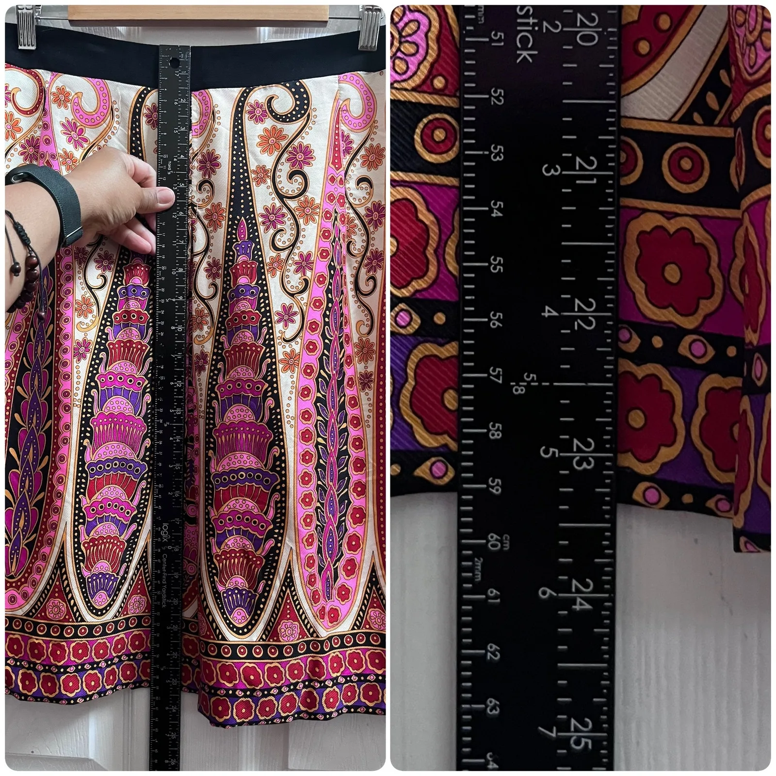 Milly Multi Color Print Silk Shell Fully Lined A Line Skirt Size 12 - Image 7