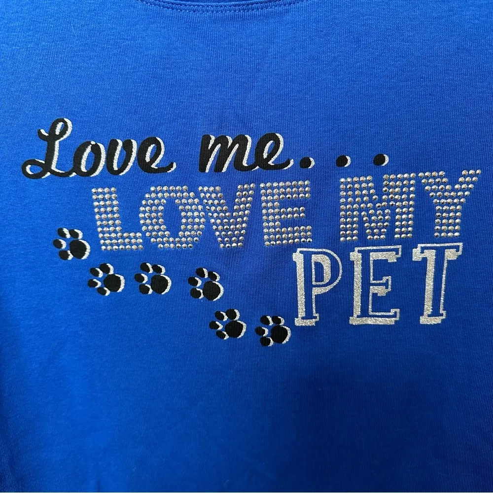 ❤️Karen Scott “Love Me Love My Pet” embellished top Sz M NWT CLEARANCE - Image 2