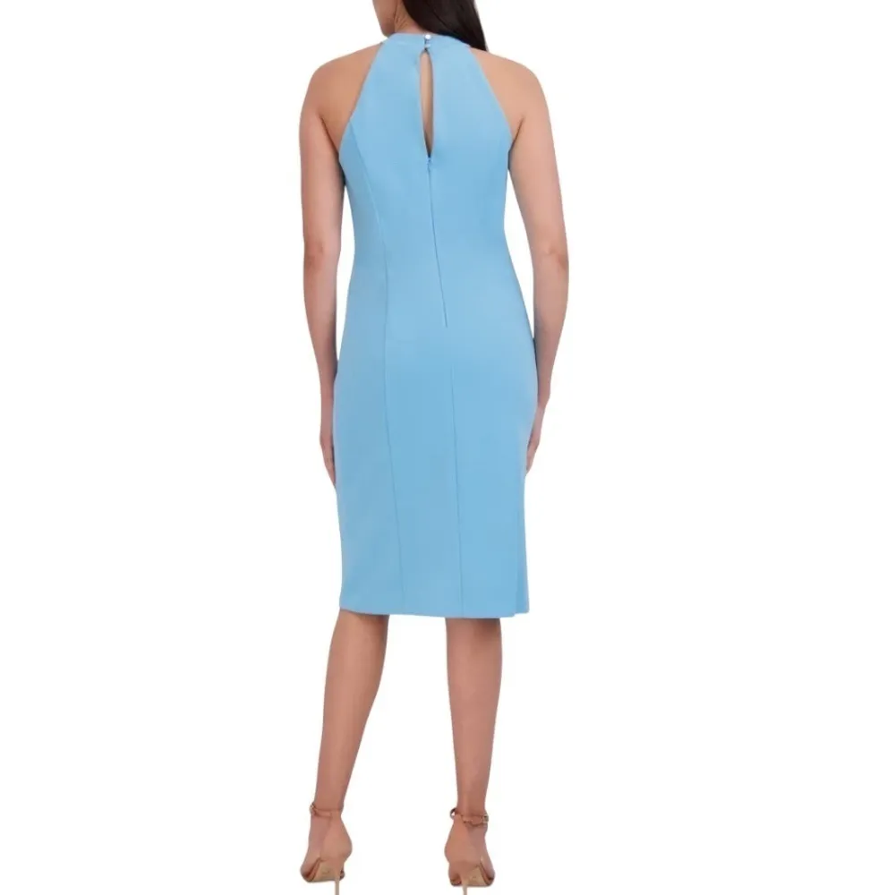 Julia Jordan Blue Twist Neck Midi Sheath Dress Size 14 New - Image 2