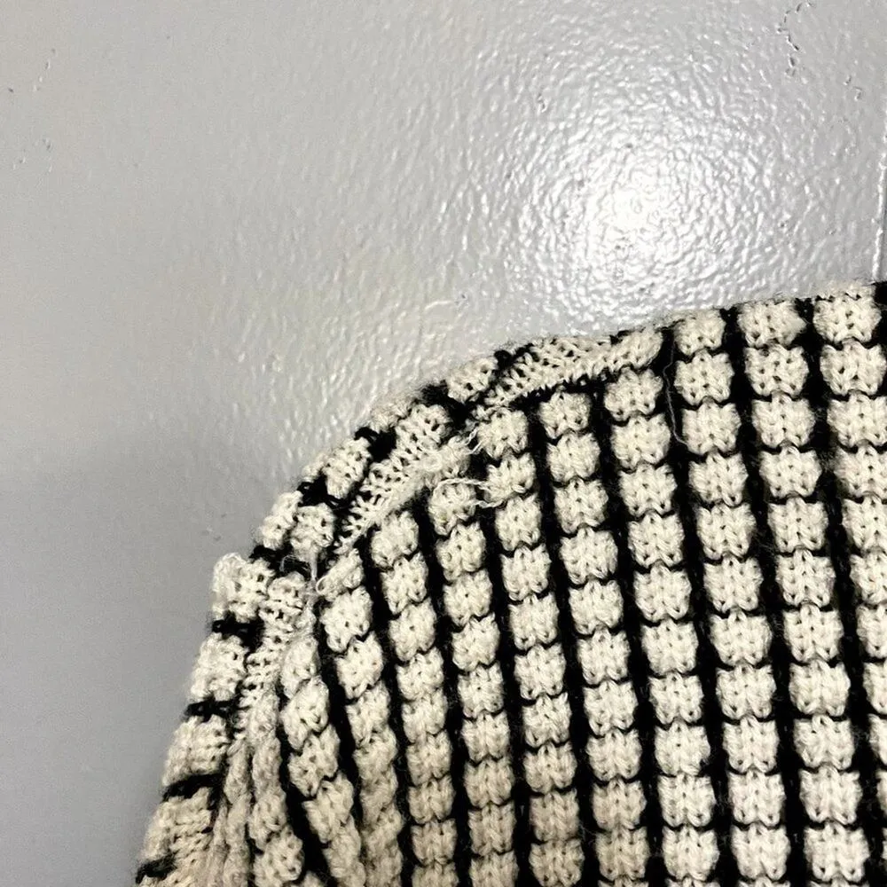 Alexander Wang Black White Crewneck Waffle Knit Layered Ruffle Sweater S - Image 7