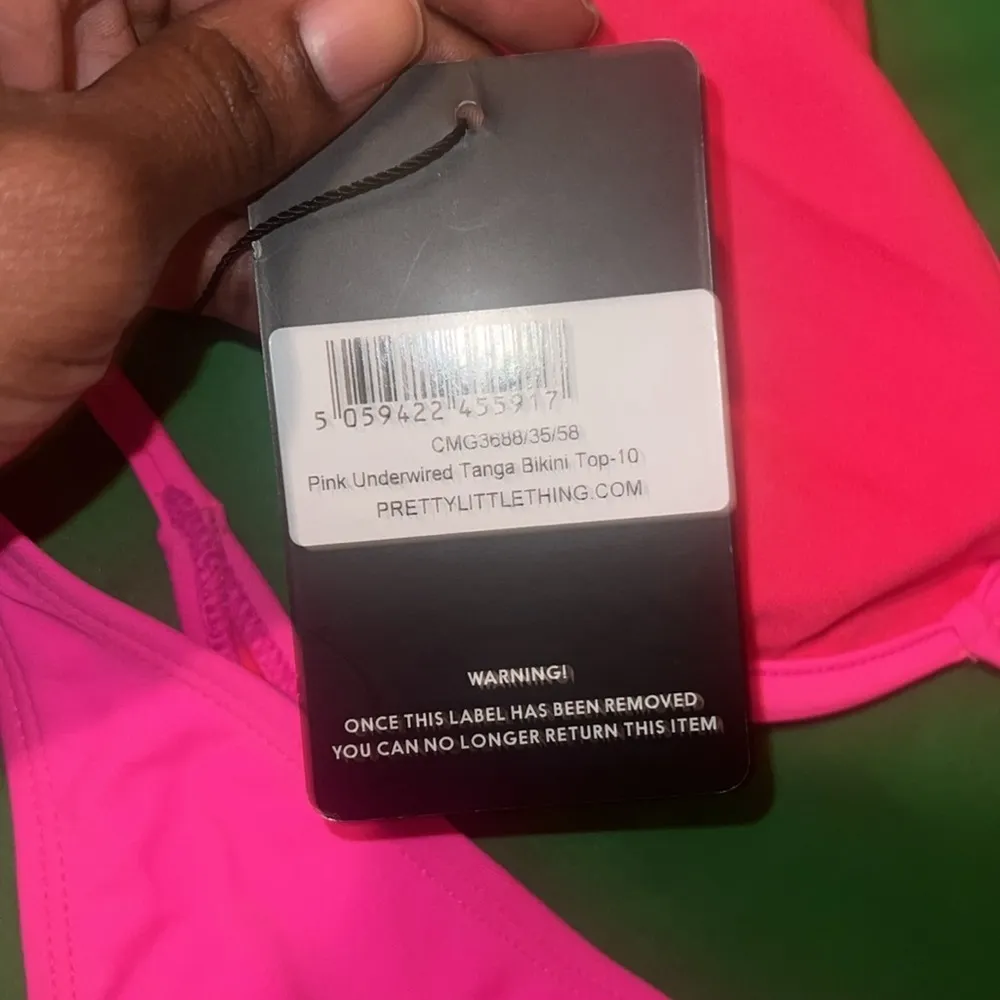 NWT Prettylittlething Vibrant Pink Underwired Tanga Women's Bikini size 6 - Image 5